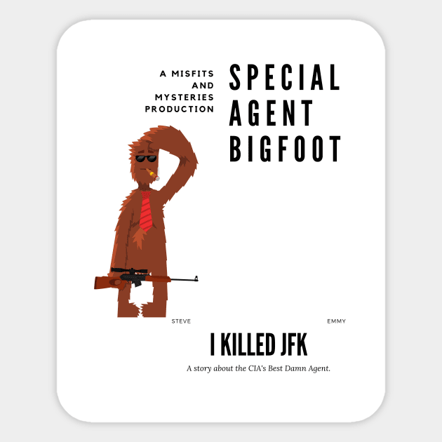 Fake Movie Poster Bigfoot CIA Assassin Sticker by Misfits and Mysteries 